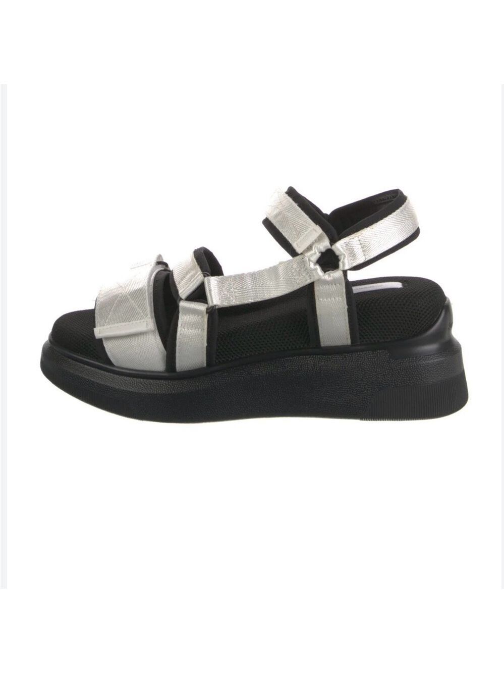 SUZANNE RAE ESPADRILLES White Sport Sandal with Black Platform Sole